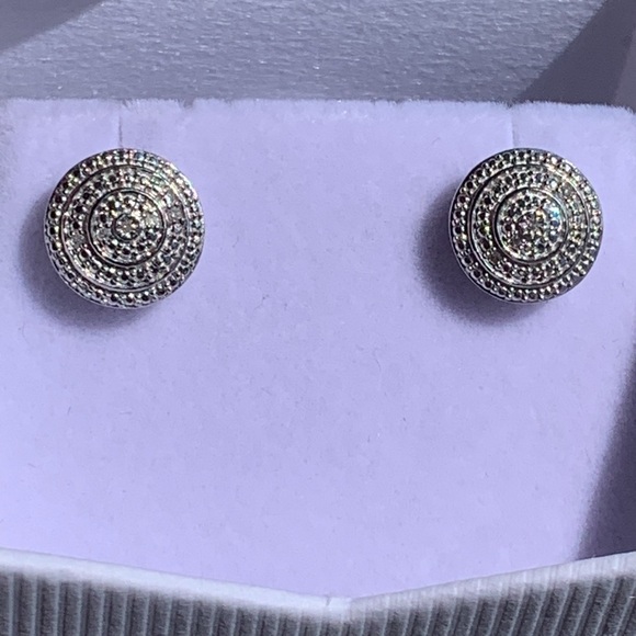Double Beaded Genuine Natural Diamond Stud Earrings Sterling silver 925 - Picture 3 of 7